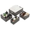 Handwoven Faux Wicker Storage Baskets Organizer Set, 4 Pack, Modern Gray
