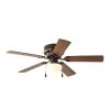 44 inch Hugger Indoor Ceiling Fan with Light Kit, Bronze, 5 Blades, Reverse Airflow