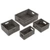 Handwoven Faux Wicker Storage Baskets Organizer Set, 4 Pack, Modern Gray