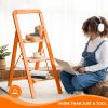 3 Step Ladder Folding Step Stool for Adults with Wide Anti-Slip Pedal, Aluminium Lightweight Foldable Step Ladders for Home Kitchen Office, 580 lbs Ca
