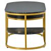 Modern Marble Golden Coffee Table, Metal Frame, with Drawers & Shelves Storage for Living Room