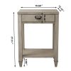 American solid wood square side table with drawer (Antique Gray)
