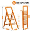 3 Step Ladder Folding Step Stool for Adults with Wide Anti-Slip Pedal, Aluminium Lightweight Foldable Step Ladders for Home Kitchen Office, 580 lbs Ca