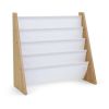 Journey Wood 4 Tier Toddler Book Rack Storage Shelf, Natural/White