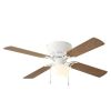 42" Hugger Metal Indoor Ceiling Fan with Light, White, 4 Blades, LED Bulb, Reverse Airflow
