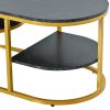 Modern Marble Golden Coffee Table, Metal Frame, with Drawers & Shelves Storage for Living Room