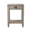 American solid wood square side table with drawer (Antique Gray)