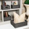 Handwoven Faux Wicker Storage Baskets Organizer Set, 4 Pack, Modern Gray