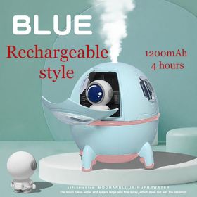 1pc 220ML Rechargeable Space Capsule Air Humidifier; USB Ultrasonic Cool Mist Aromatherapy Water Diffuser With Led Light Astronaut (model: Rechargeable Type, Color: Blue)