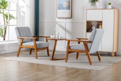 Accent Chairs Set of 2 with Side Table, Mid Century Modern Accent Chair, Wood and Fabric Armchairs Side Chair (Color: as Pic)