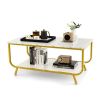 Rectangular Coffee Table with Metal Frame for Living Room