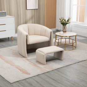 COOLMORE Accent Chair with Ottoman, Mid Century Modern Barrel Chair Upholstered Club Tub Round Arms Chair for Living Room (Color: as Pic)