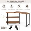 360¬∞ Free Rotating Sofa Side Table with Storage Shelves and Casters