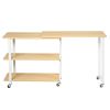 360¬∞ Free Rotating Sofa Side Table with Storage Shelves and Casters