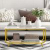 Rectangular Coffee Table with Metal Frame for Living Room