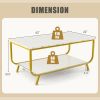 Rectangular Coffee Table with Metal Frame for Living Room