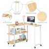 360¬∞ Free Rotating Sofa Side Table with Storage Shelves and Casters