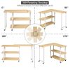 360¬∞ Free Rotating Sofa Side Table with Storage Shelves and Casters
