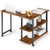 360¬∞ Free Rotating Sofa Side Table with Storage Shelves and Casters