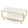 Rectangular Coffee Table with Metal Frame for Living Room