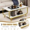 Rectangular Coffee Table with Metal Frame for Living Room