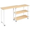 360¬∞ Free Rotating Sofa Side Table with Storage Shelves and Casters