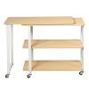 360¬∞ Free Rotating Sofa Side Table with Storage Shelves and Casters