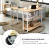 360¬∞ Free Rotating Sofa Side Table with Storage Shelves and Casters